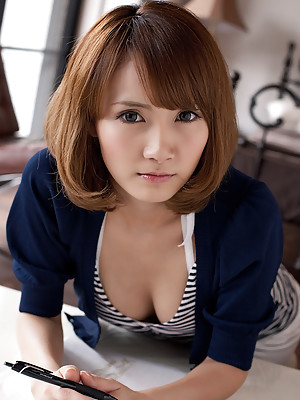 Misuzu Tachibana Asian with hot cleavage takes short skirt off